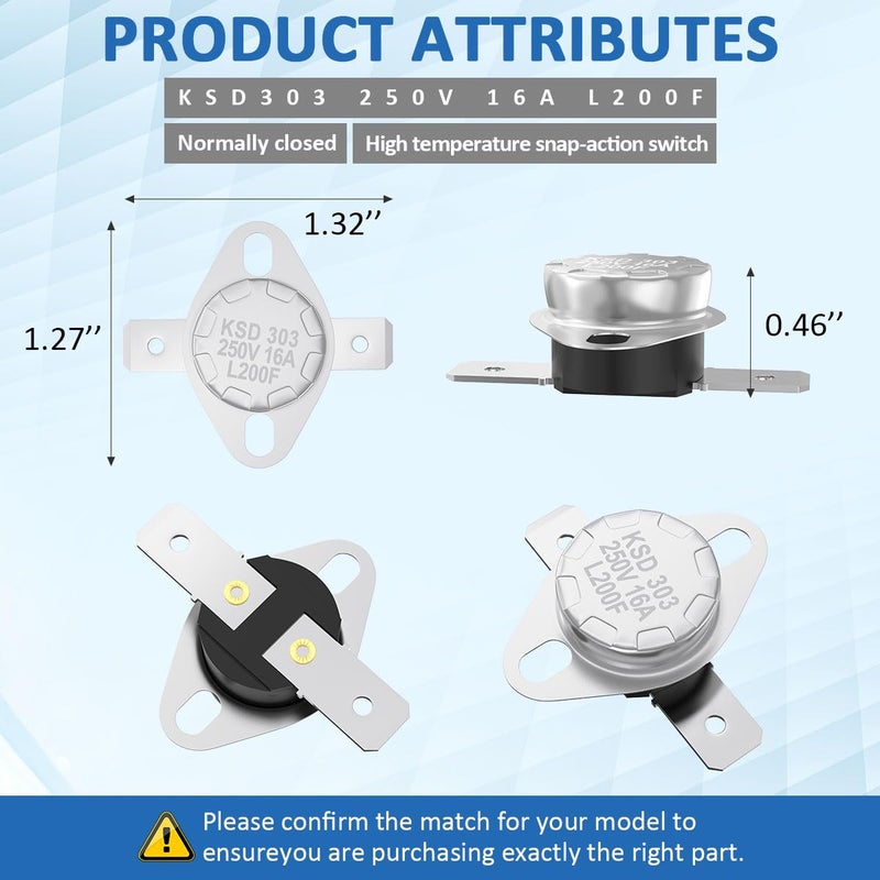 WKZO SRV230-0900 High Limit Switch for Quadra-Fire Classic Bay 1200i & CB1200 Pellet Stoves Snap Disc #2 Safety Sensor Thermodisc,Snap Disc Switch High Temp Limit 200°F, Auto-Reset - Image 2